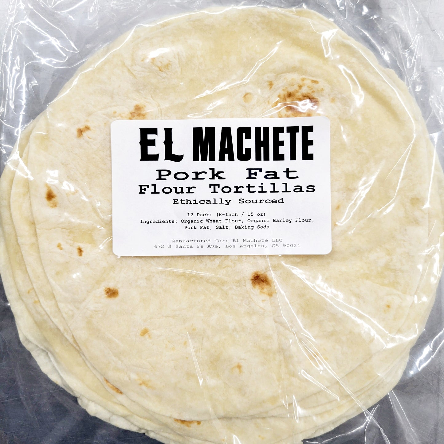 El Machete's 8-inch Pork Fat Organic Flour Tortillas (12 count)